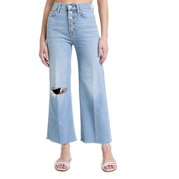 7 For All Mankind Luxe Vintage Ultra High Rise Cropped Jo Wide Leg Flare Jean 24 - Picture 1 of 4